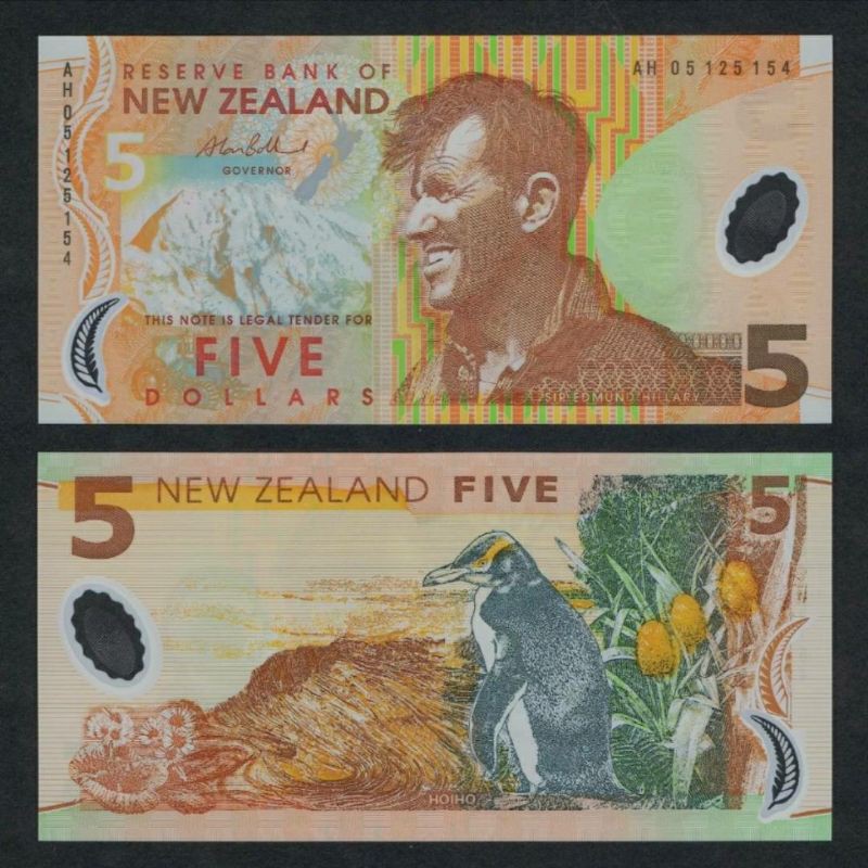 NEW ZEALAND 5 DOLLAR 2005 UNC BANKNOTE POLYMER SIR EDMUND HILLARY