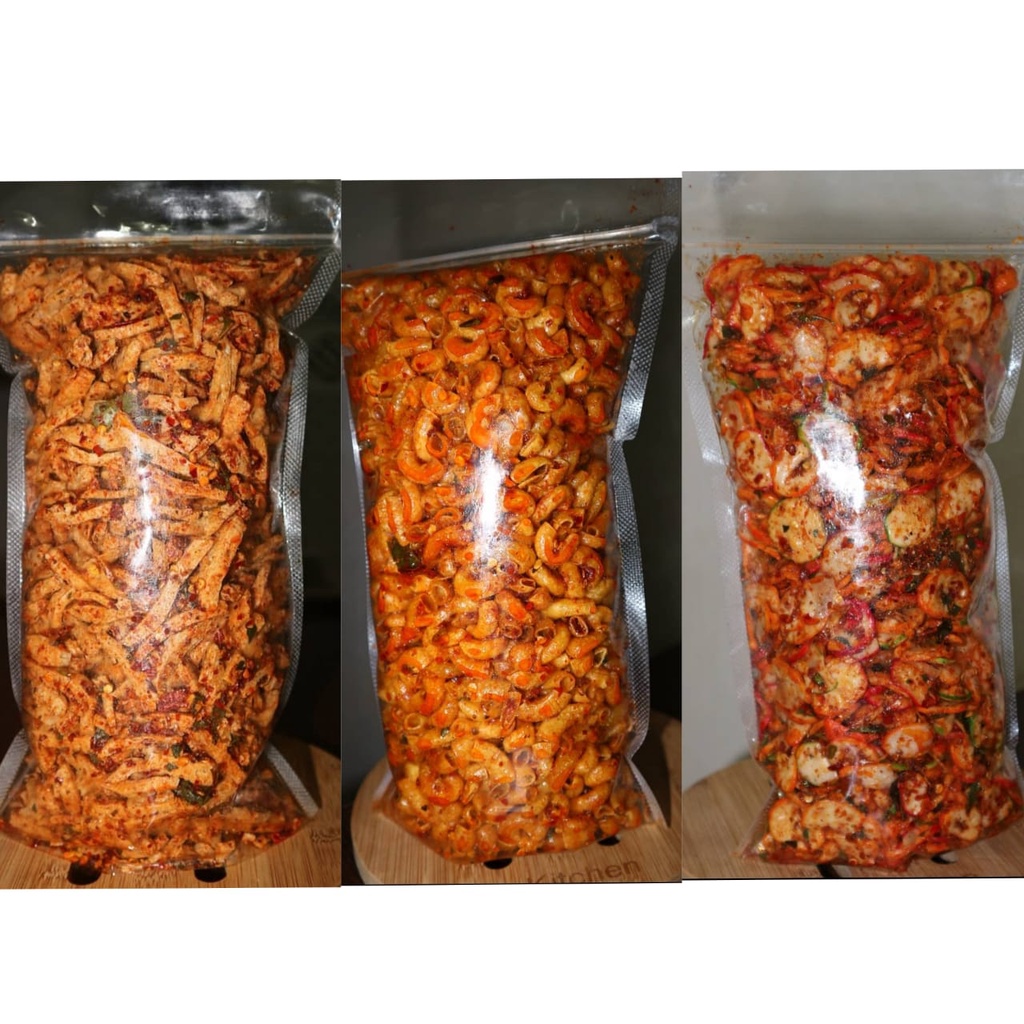 

Cemilan Pedas Basreng/Kerupuk Seblak/Makaroni sz 500 gr