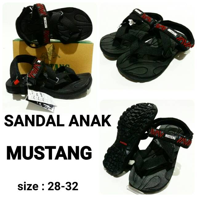 Sepatu sandal anak gunung mustang hitam murah dan terbaru