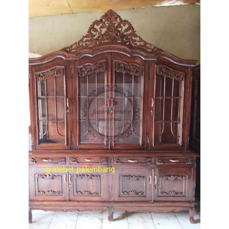 lemari hias jati 4 pintu kota palembang