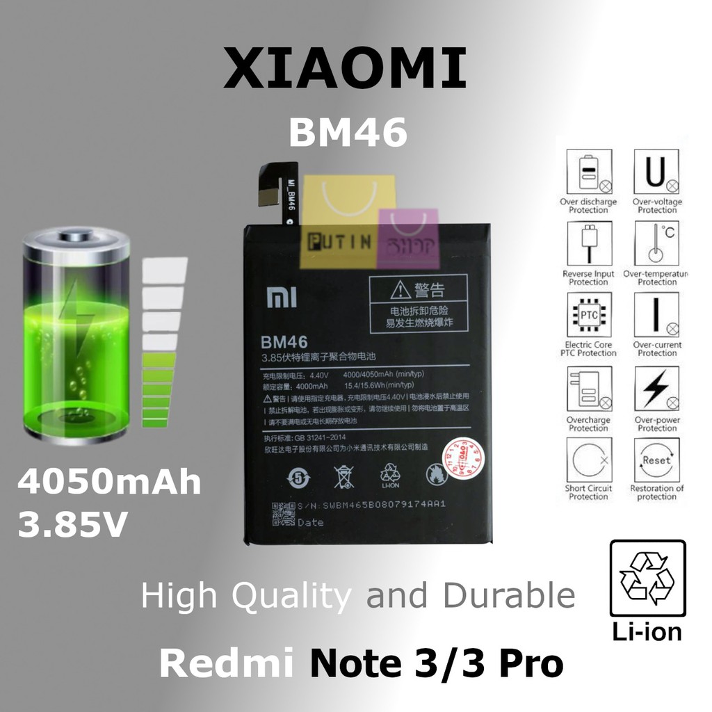 (P) Baterai batre battery Original Xiaomi Redmi Note 3 / BM46