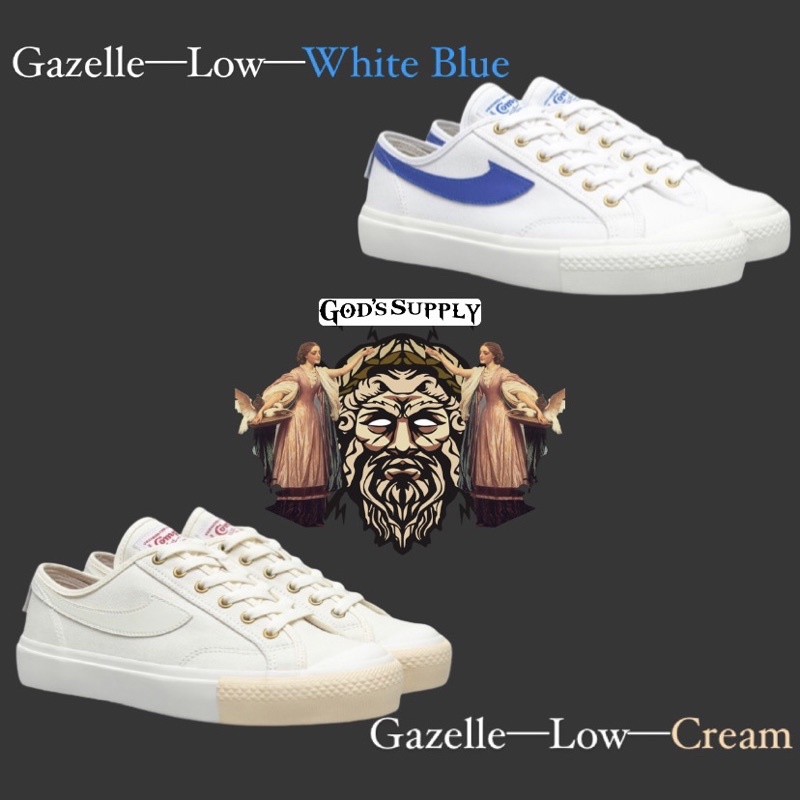 Sepatu Compass Gazelle Low Cream – White Blue – BNIB – ORI – FULLSET – FULLSIZE 35-45