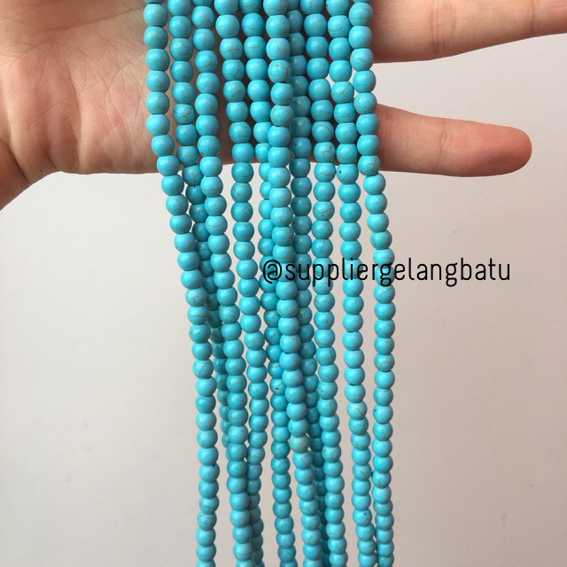 bahan Blue pirus 6mm natural phyrus aksesoris gelang kalung howlite bahan gelang kalung aksesoris