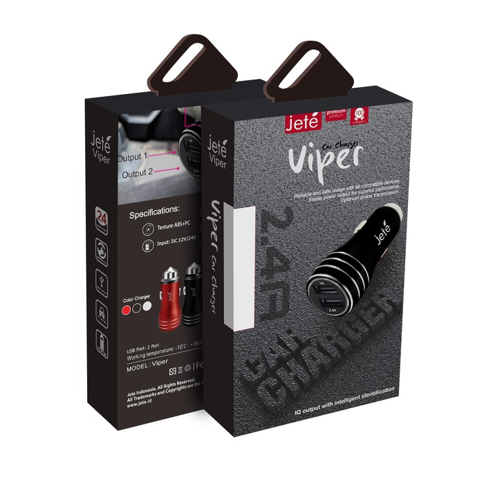 JETE CAR CHARGER PLUG IN VIPER 2.4A GARANSI RESMI JETE TERMURAH