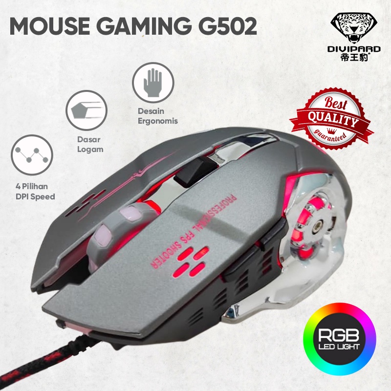 Mouse Gaming Divipard G502 3200 DPI Plus LED - Mouse Gaming Kabel USB