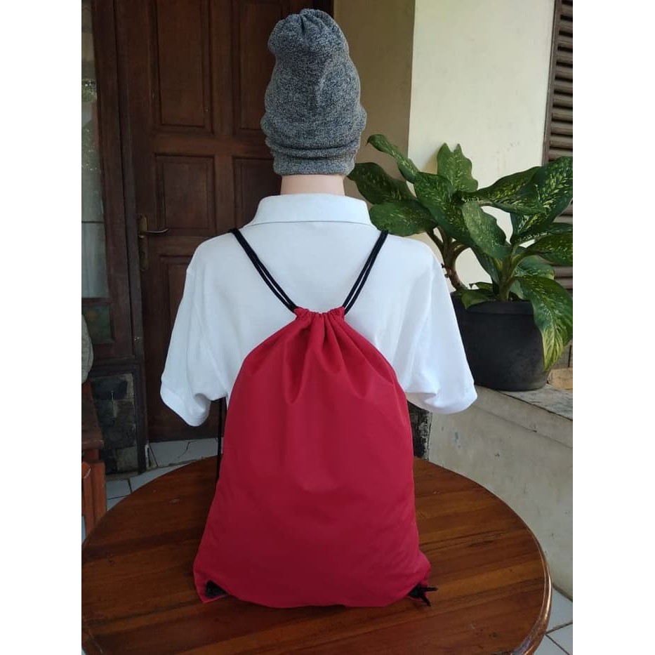 Tas Serut Polos | Drawstring | Ransel | Tas Tali - Putih