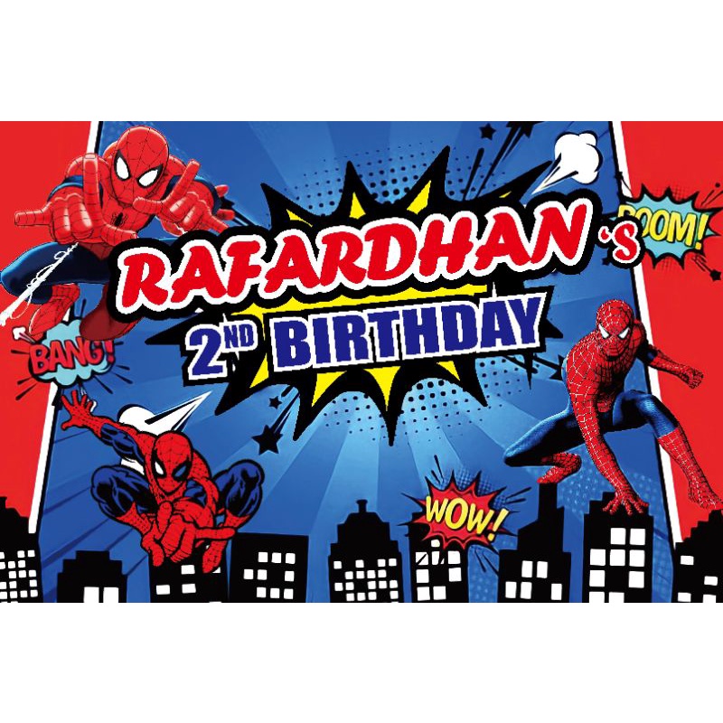 Banner/Backdrop ulang tahun Spiderman