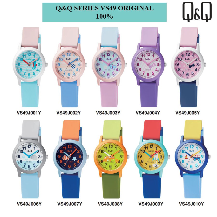 SALE 7.7 Jam Tangan Anak Lucu Rubber Analog Original Q&amp;Q QNQ QQ VS49 VS49J Series