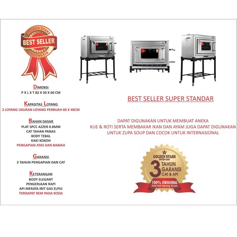 oven gas golden Star standard 80, GARANSI 3thn