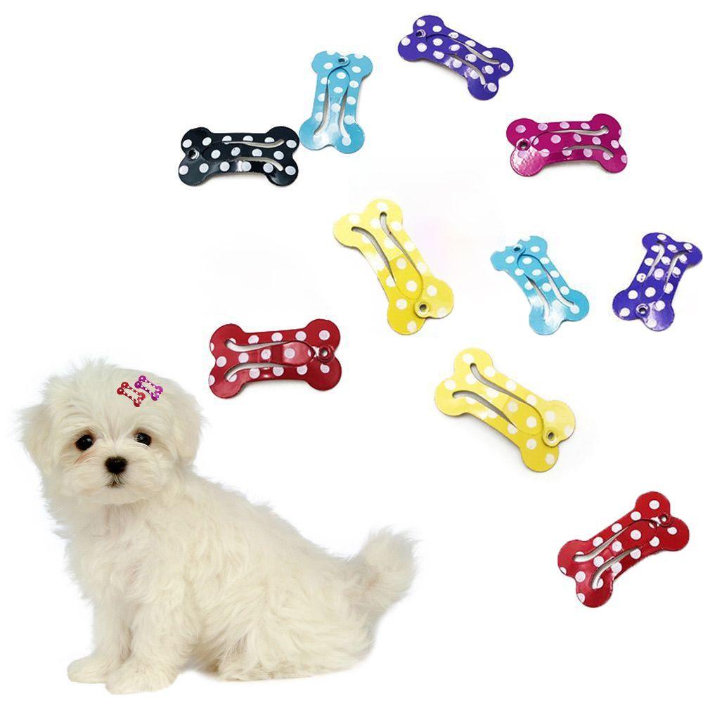 Nickolas1 Jepit Rambut Anjing 2.5cm 5pcs /set Pola Dot Lucu Bentuk Tulang Permukaan Halus Puppy Grooming Aksesoris