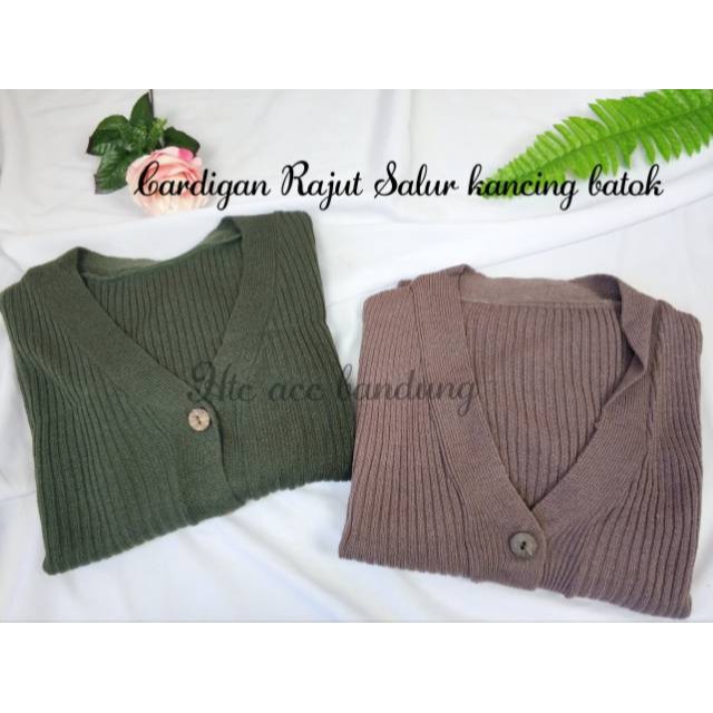 CARDIGAN RAJUT SALUR KANCING BATOK | Cardy Crop Rajut Wanita Oversize-5