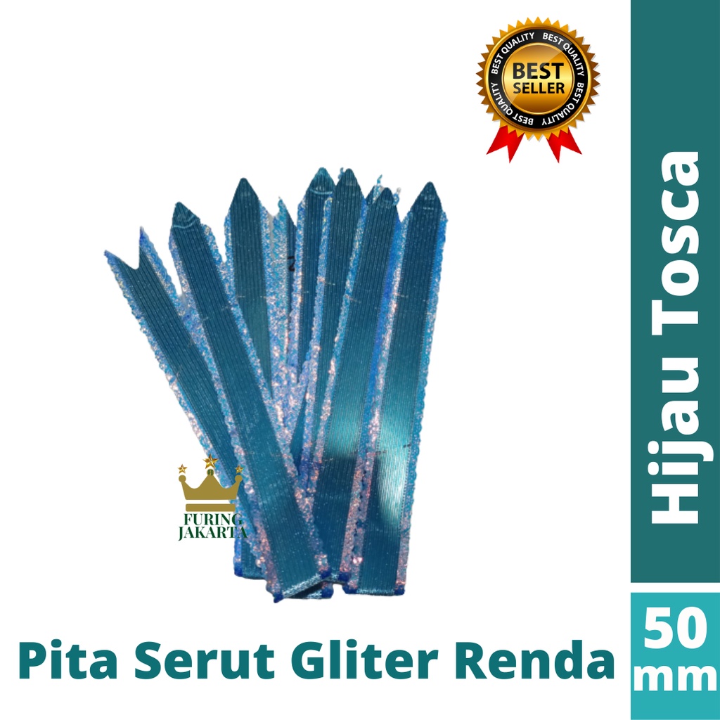 

Pita tarik Renda Hijau Tosca Pita serut Pita besar 50mm per pcs pita kado pita bucket bunga