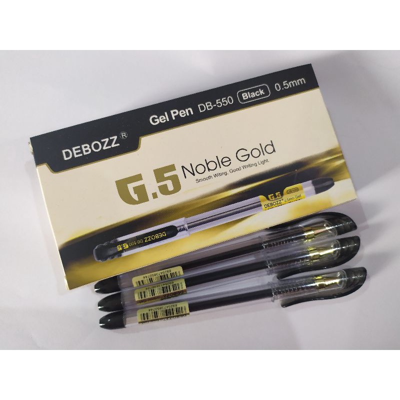 

(12pc) Gel pen DB-550 Hitam/ Mata pena 0.5mm/ Noble gold