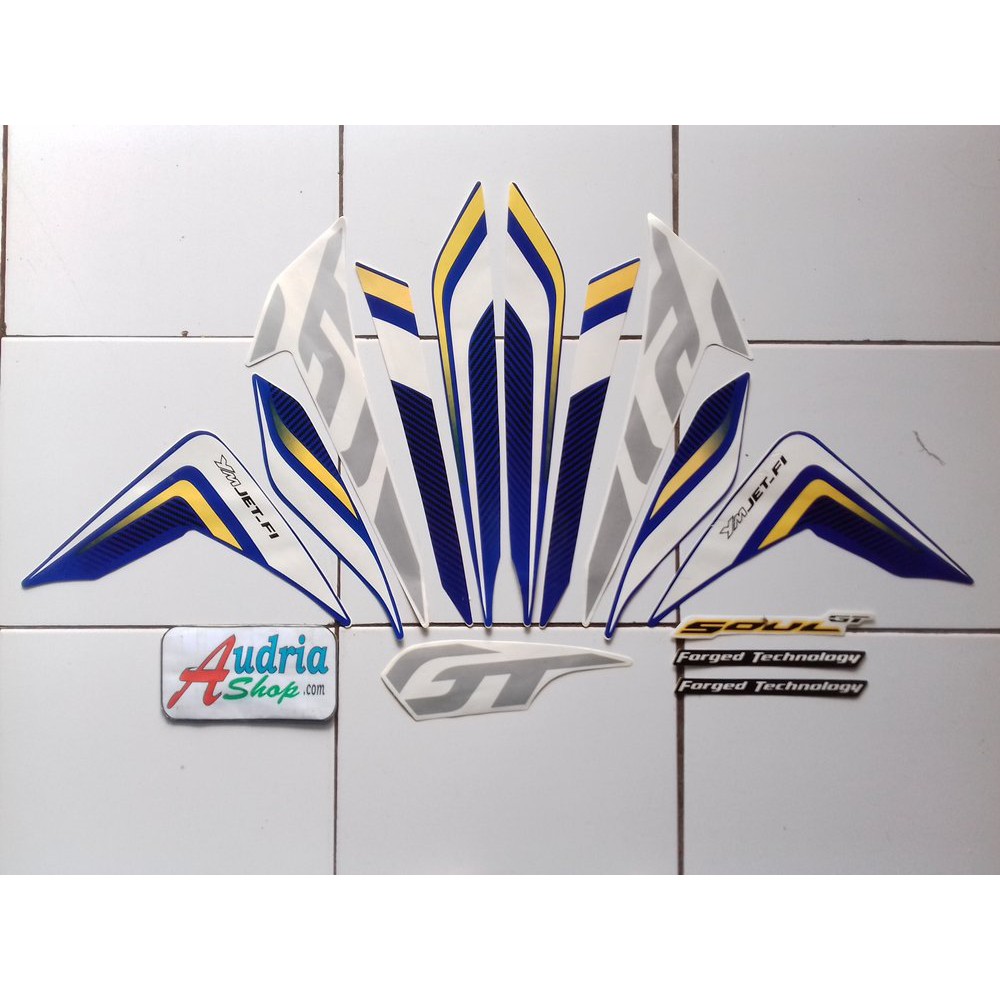 Variasi Striping Stiker Motor Yamaha Mio Soul GT 125 2014 Biru-Putih