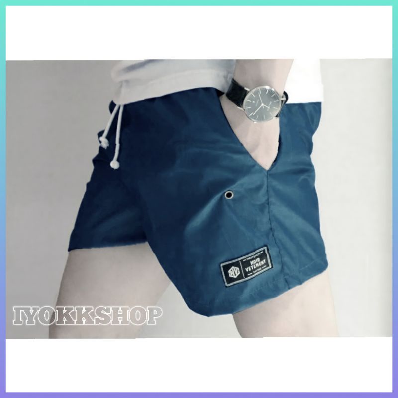 ORIGINAL NOIR VETEMENTS BLUE NAVY Celana Santai Celana Pantai Celana Futsal Celana Jogging Celana Boxer Celana Olahraga Celana kolor Celana Pendek Pria Celana Pendek Wanita IYOKKSHOP