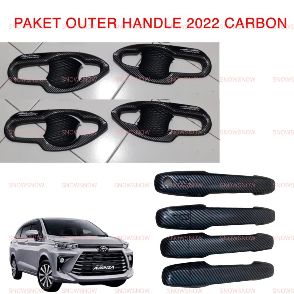 Paket Outer Handle Cover Avanza Xenia Veloz 2021 2022 2023 2024 UP Exclusive Carbon