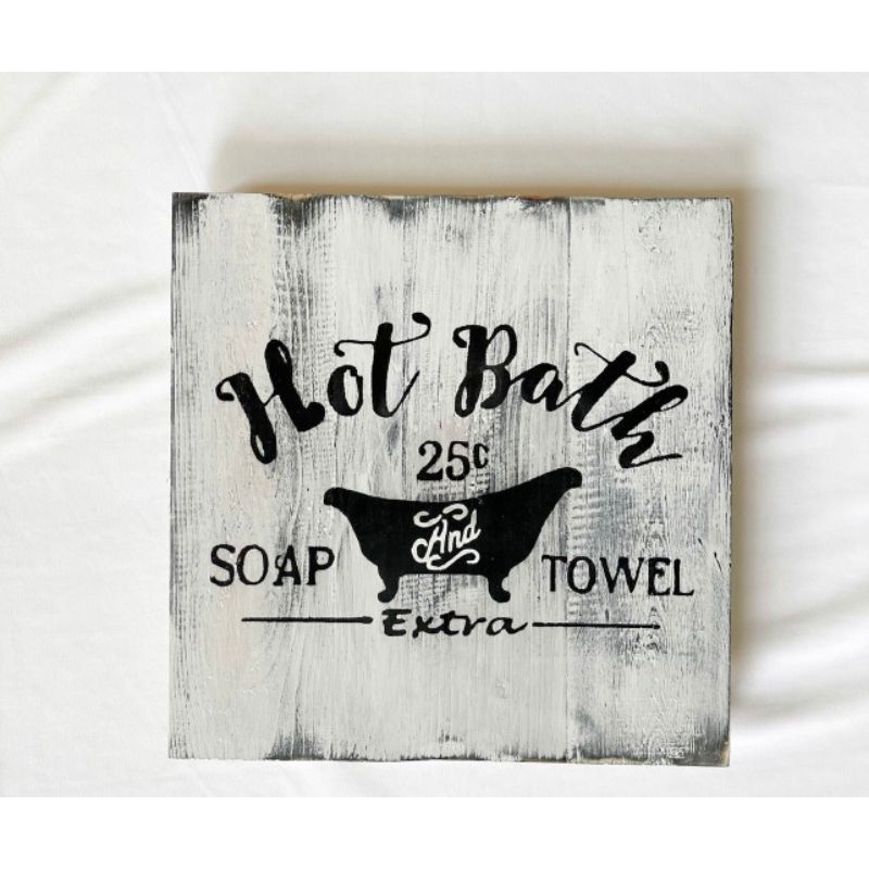 HOT BATH/hiasan dinding kayu/hiasan kamar mandi aesthetic/dekor kamar mandi kayu/bath decor/decor to