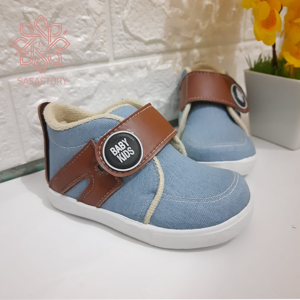 Sasastory Sepatu Sneaker Denim Anak Laki Laki Usia 1 2 3 4 5 6 Tahun CA09