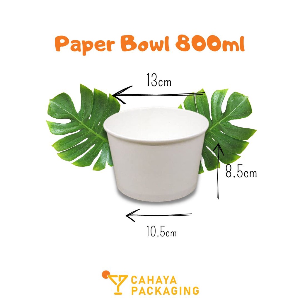 PAPER BOWL 800 ML / RICE BOWL / MANGKUK KERTAS / 800ML ANTI BOCOR TAHAN PANAS FOOD GRADE