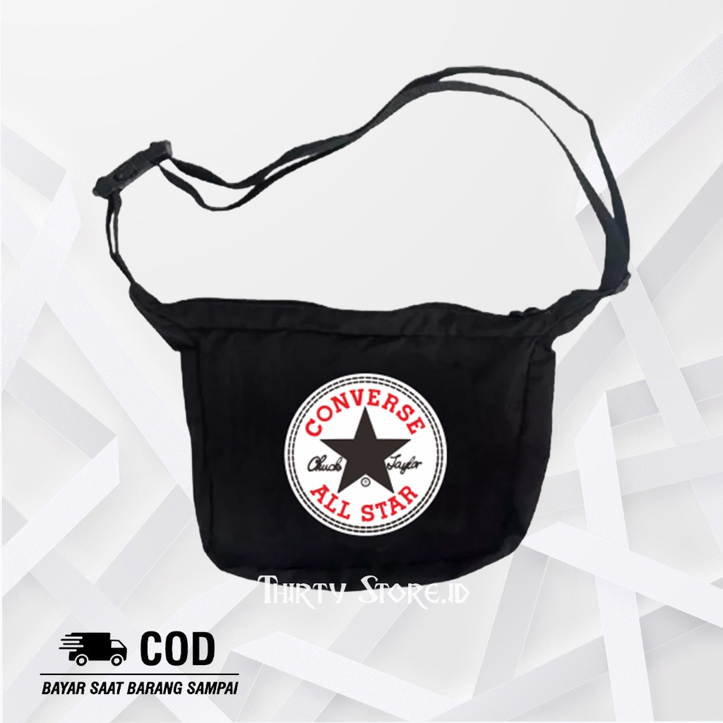 Sling Bag New Converse Logo Slingbag Pria Wanita / Tas Selempang New Slempang Semi Canvas | Thirtystore.Id