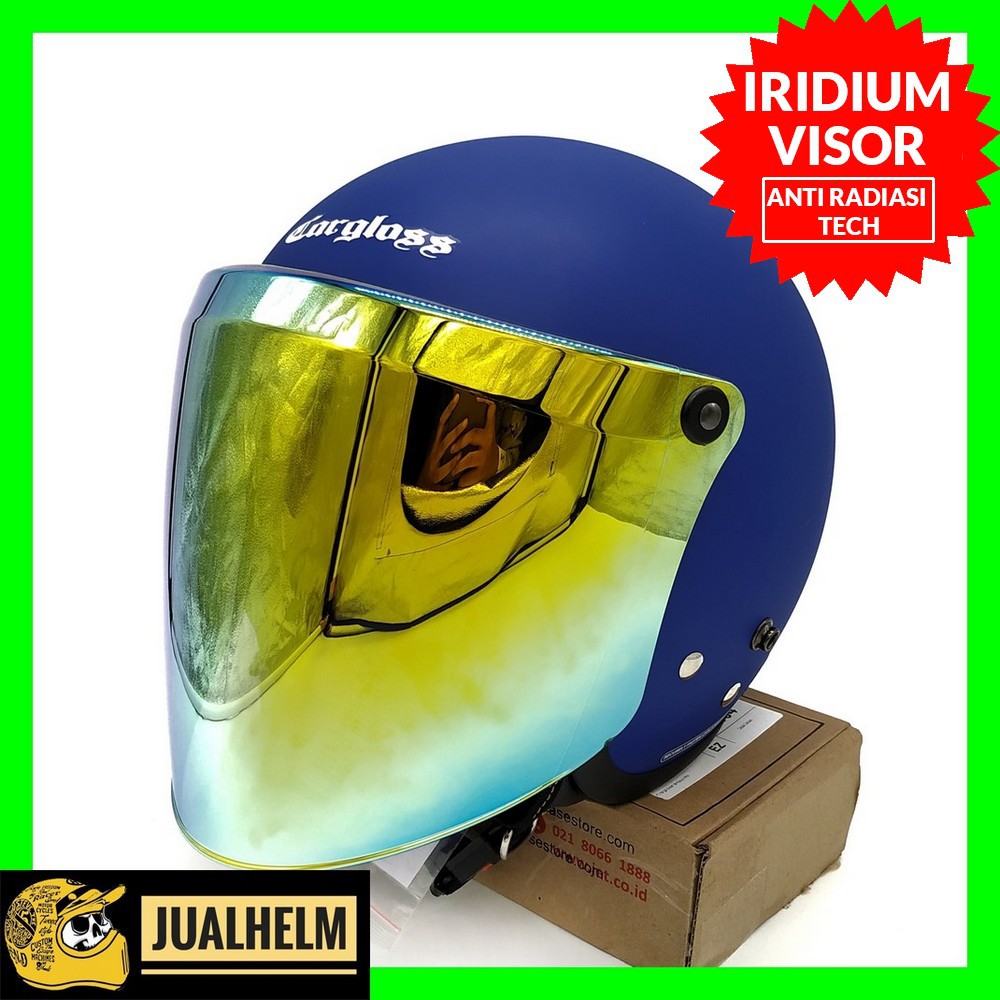 Helm Cargloss Police Blue Doff + Kaca Snail Iridium