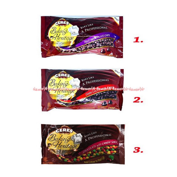 Ceres Baking Heritage Dark Milk Chocolate Chip Coklat Tabur 250g Seres Coklat Biskuit