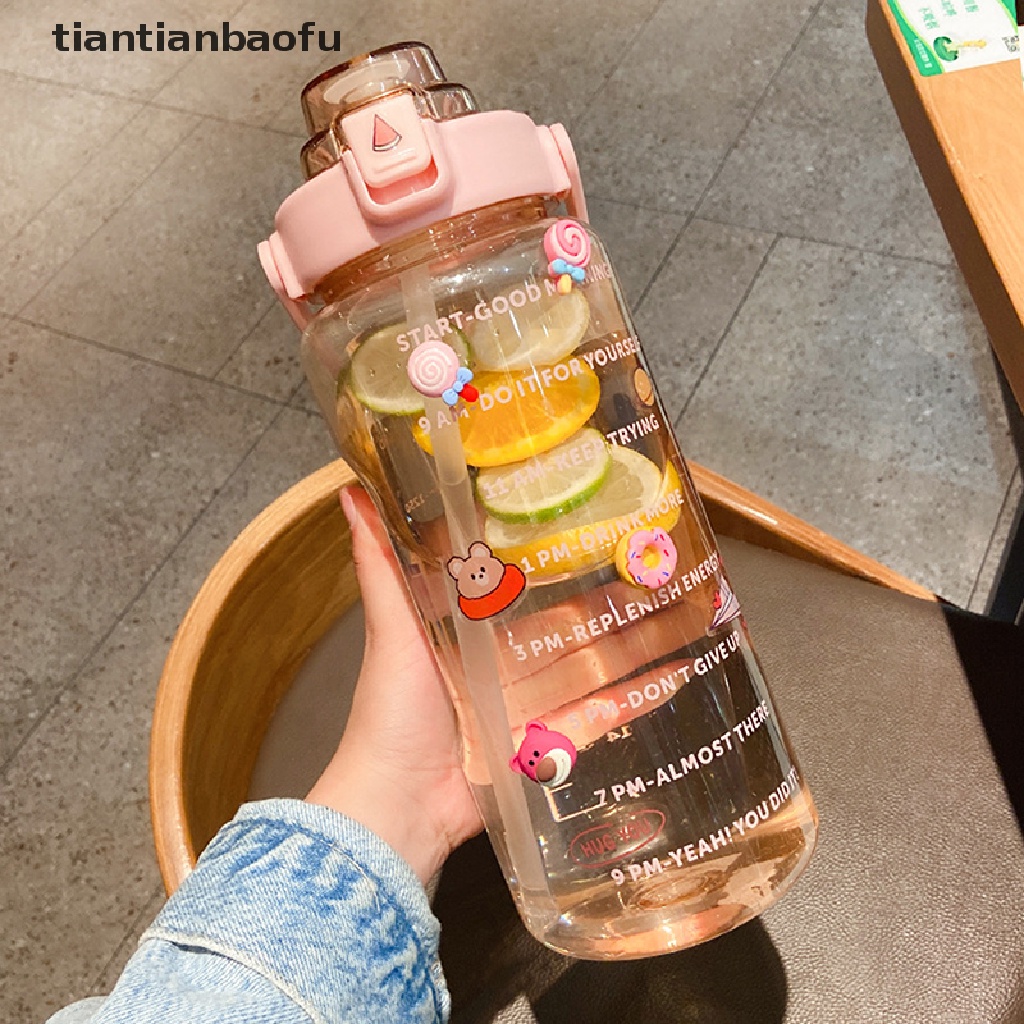 (Tianbaofu) Botol Air Minum 2L Portable Dengan Sedotan Untuk Olahraga / Fitness / Sepeda