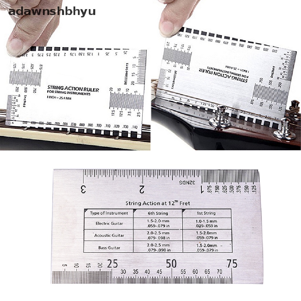 Adawnshbhyu Steel String Action Gauge Ruler Guide Setup Luthier Pengukur Untuk Bass Gitar