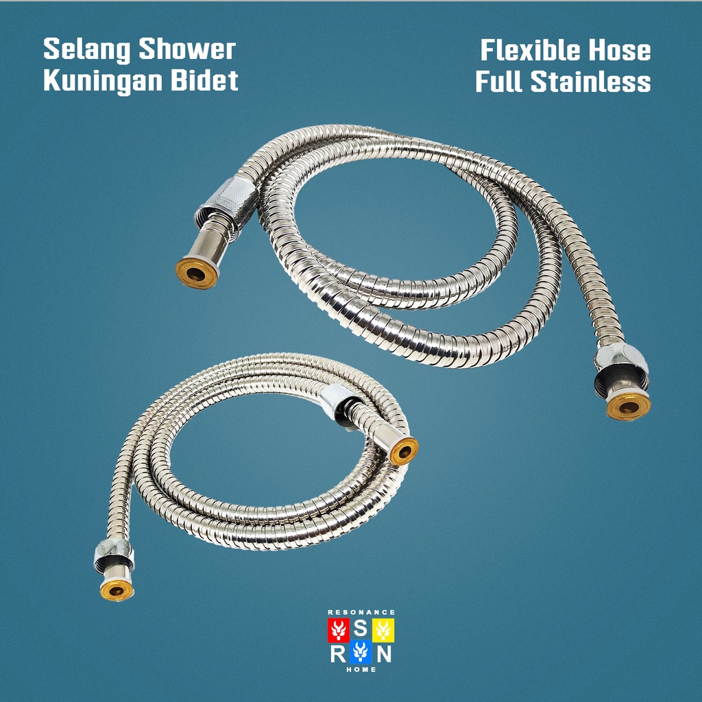 Selang Shower Kamar Mandi Ukuran 150CM Stainless Steel Kuningan Flexible dan Universal Resonance Home