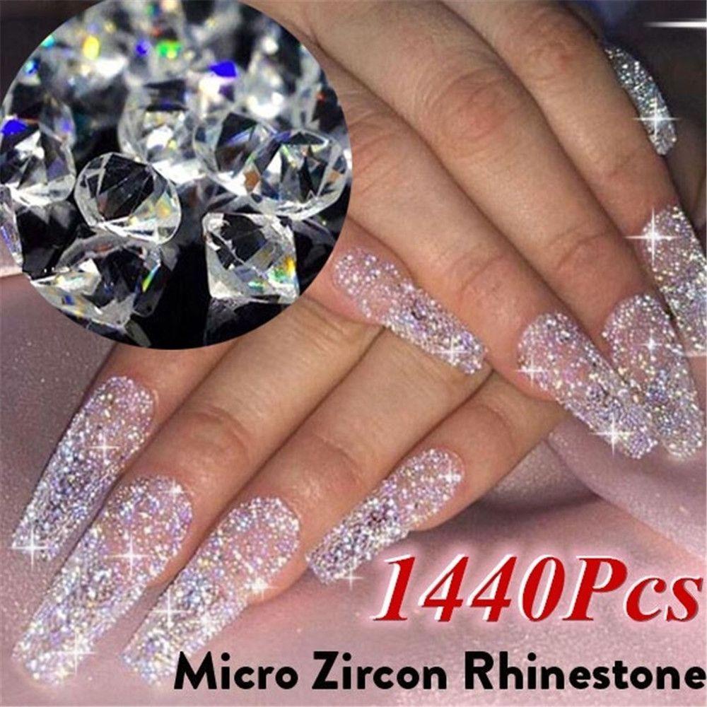 Top 1440pcs /bag 1.1mm Kuku Mikro Berlian Imitasi Fashion DIY Dekorasi Kuku Perhiasan Manicure Decor