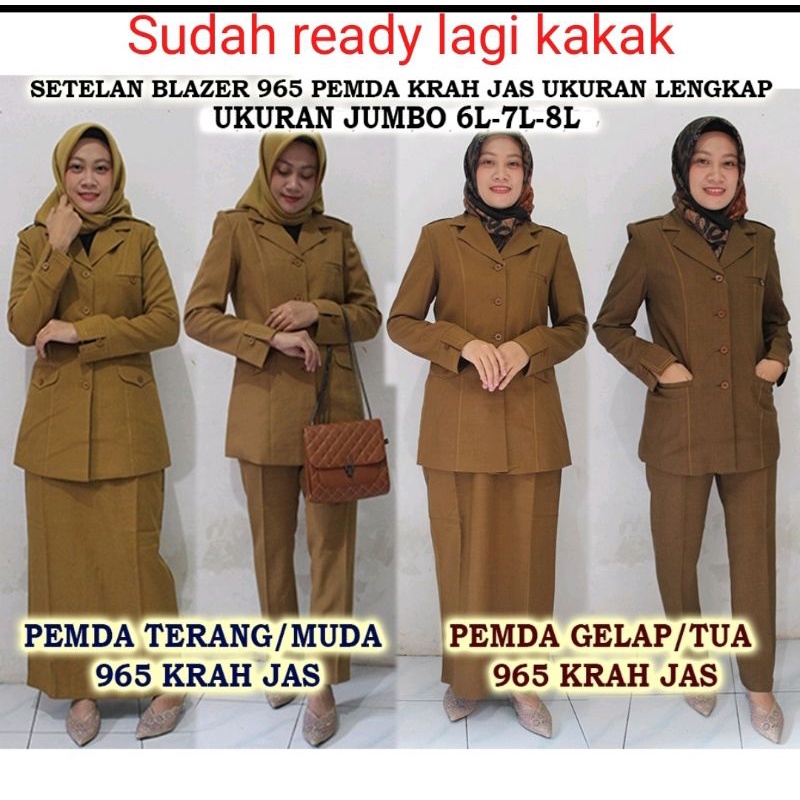 Blazer JUMBO Pemda terang/Muda DAN Pemda gelap/Tua Ukuran  6L-7L-8L Setelan Rok Dan Celana-seragam Guru dan PNS-Pakaian Pemda terbaru-blazer terbaru