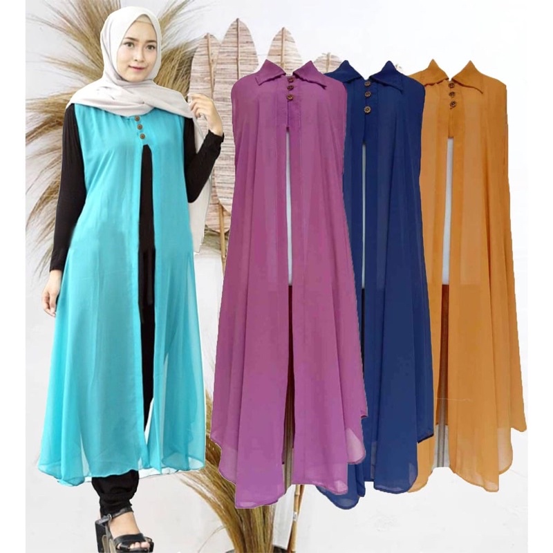 Cardigan Panjang Wanita , Outer Cardigan Polos Panjang