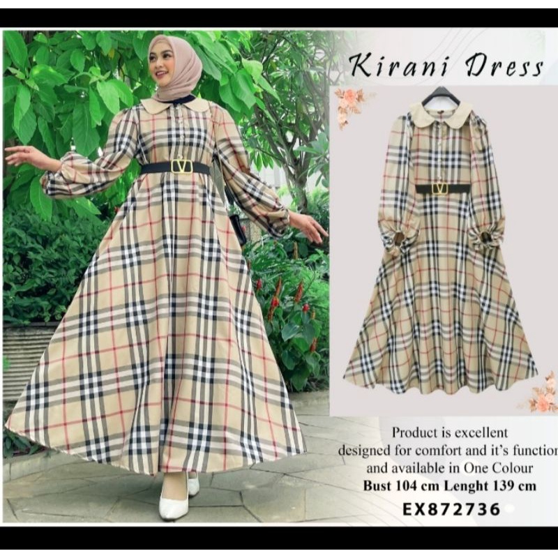 DRESS BURBERRY,GAMIS BURBERRY,GAMIS KOTAK KOTAK,LONGDRESS MUSLIM MOTIF