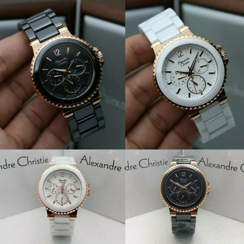 JAM TANGAN KERAMIK ALEXANDRE CHRISTIE 2337 AC2337 ROSEGOLD WHITE WANITA CEWEK ORIGINAL