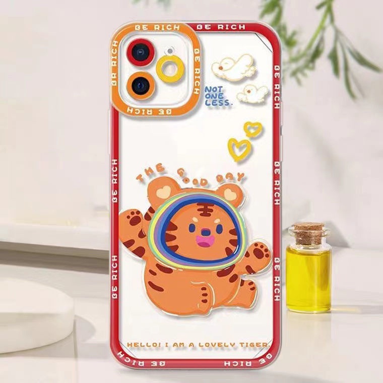 Soft Case Silikon TPU Transparan Motif Harimau Untuk Iphone 13 12 Mini 11 10 Pro XS Max X XR 8 7 6 6S Plus SE 2020