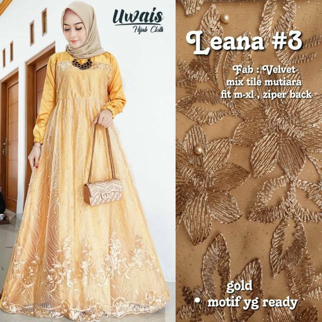 LEANA#3 ori by uwais/gamis/gamis pesta/gamis brukat/gamis mewah/gamis velvet/gamis murah/gamis solo