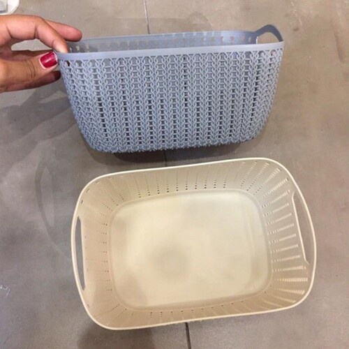 Keranjang Penyimpanan Rak Serbaguna Multifungsi Ukuran Kecil Persegi Plaited Rectangular Storage Bucket