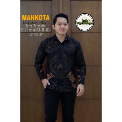 [premium] Kemeja Batik Pria Hitam Cemara Lengan Panjang Dan Lengan Pendek