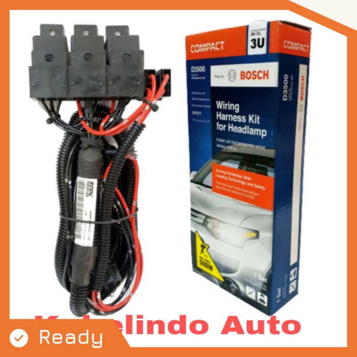 Kabel Relay Set Bosch Lampu Depan Headlamp H4 Mobil 3 Relay Original