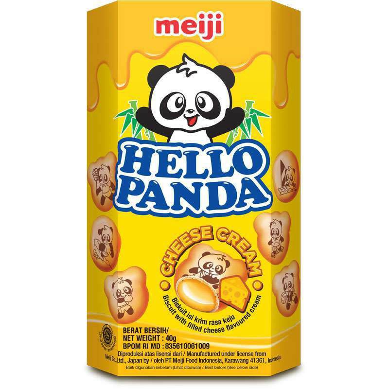 

PROMO!!! Meiji Hello Panda Cheese Cream Biskuit Renyah isi krim rasa keju 45g