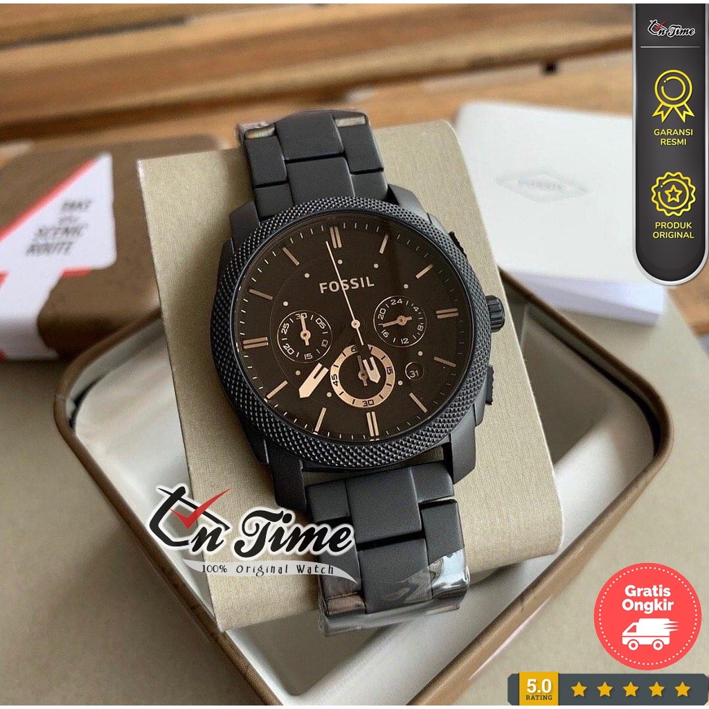 Jam Tangan Pria Original Fossil FS4682 Chronograph Black Brown Stainless Steel