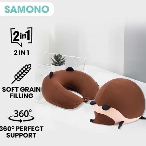 Samono Bantal Leher Travel Bantal Leher Neck Pillow Karakter Lucu