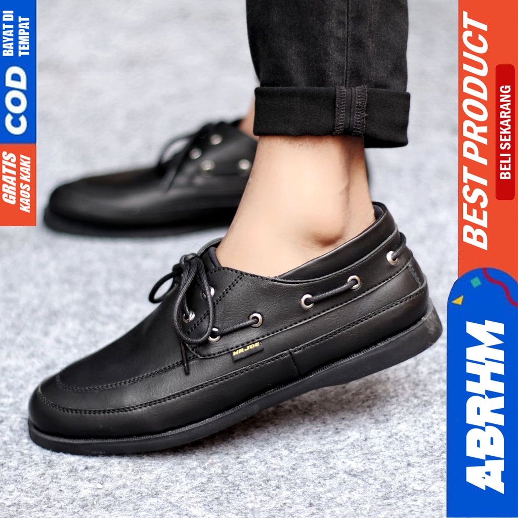 Sepatu Formal Pria Casual Kulit Syntetic Pantofel Hitam Kerja Kantor Kuliah Kondangan Keren Fashion Terbaru