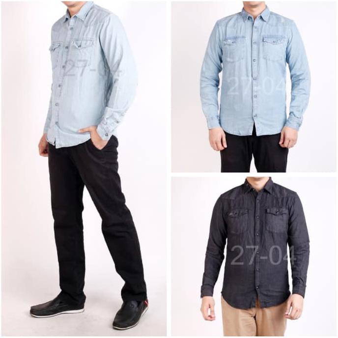 Kualitas Terbaik CB Kemeja Branded - FSBN Denim Shirt - Light, S MURAH