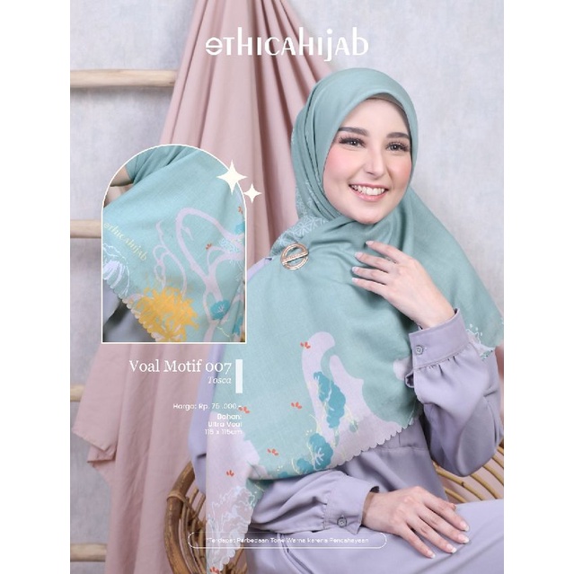 [READY] ETHICA HIJAB VOAL MOTIF 007 KERUDUNG SEGI EMPAT VOAL MOTIF 07