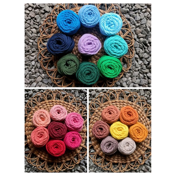 Tali Macrame Katun Warna 4mm kemasan 100gr