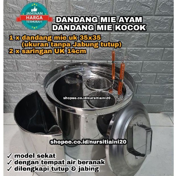 Dandang mie ayam 2 lubang - Dandang mie kocok + saringan