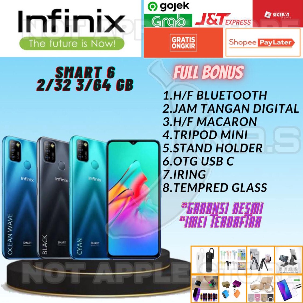 INFINIX SMART 6 RAM 2/32GB 4/64GB NEW BARU GARANSI RESMI