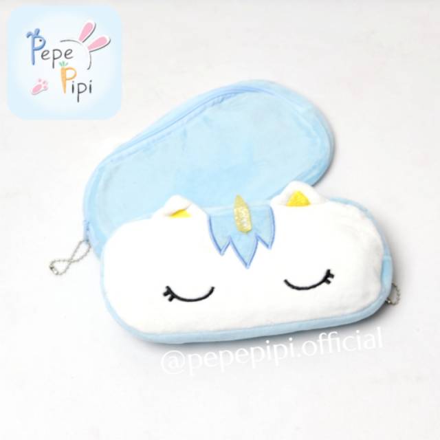 Kotak Pensil Plushy Unicorn Pastel Tempat Pensil Plush Wadah Pensil Kostak Pouch Makeup Kosmetik