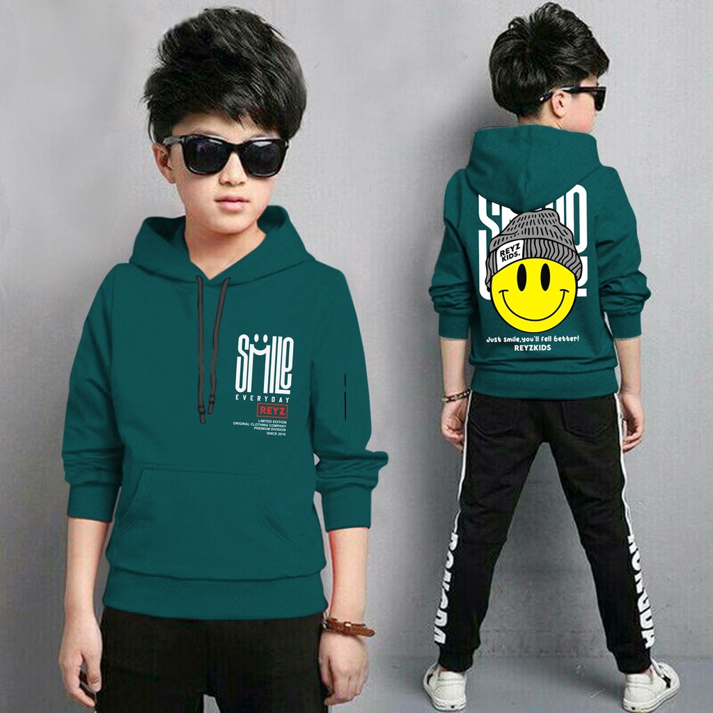 Jaket Anak Laki Laki/Jaket Anak Terbaru/Hoodie Anak Smile Anak Gaming Bahan Fleece Tebal 4-11 TAHUN